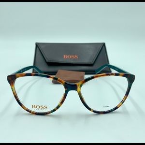 Hugo Boss Havana Green Cat Eye Shaped Eyeglasses